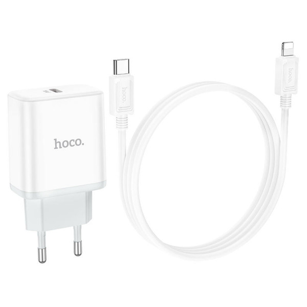 Мережевий зарядний пристрій HOCO C104A Stage single port PD20W charger set (C to iP)(EU) Білий