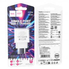 Мережевий зарядний пристрій HOCO C109A(PD20W) Fighter single port PD20W charger White (6942007656658)