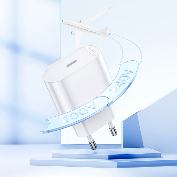 Мережевий зарядний пристрій HOCO C109A(PD20W) Fighter single port PD20W charger White (6942007656658)