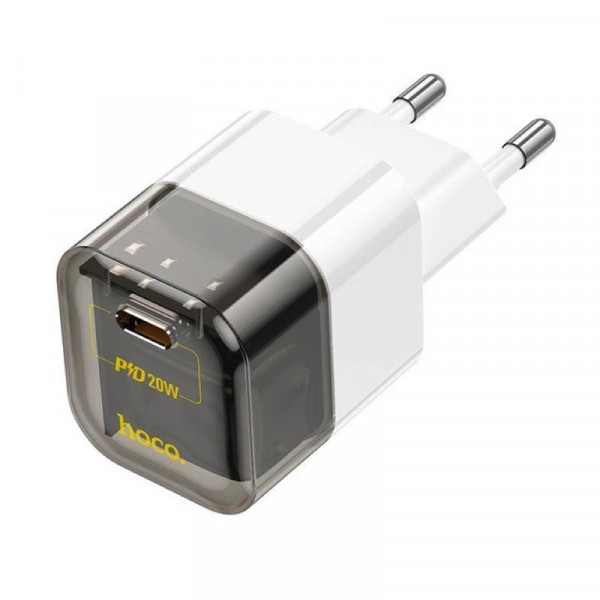 Мережевий зарядний пристрій HOCO C125A Transparent tribute single-port PD20W charger Transparent Чорний
