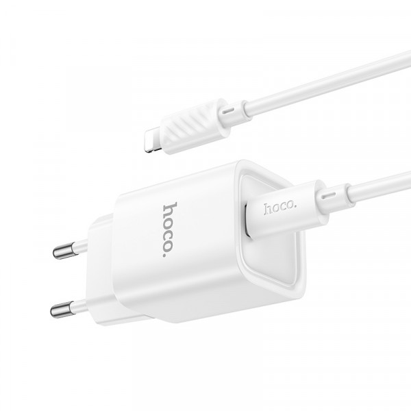 Мережевий зарядний пристрій HOCO C148A Charm single port PD30W charger set (C to iP) (EU) White