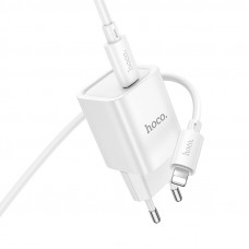 Мережевий зарядний пристрій HOCO C148A Charm single port PD30W charger set (C to iP) (EU) White