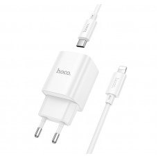 Мережевий зарядний пристрій HOCO C148A Charm single port PD30W charger set (C to iP) (EU) White