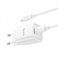 Мережевий зарядний пристрій HOCO C148A Charm single port PD30W charger set (C to iP) (EU) White