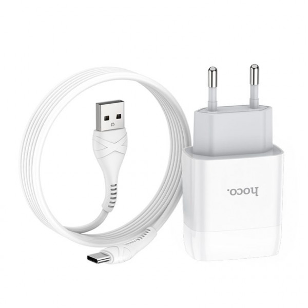 Мережевий зарядний пристрій HOCO C72A Glorious single port charger set(Type-C) 10.5W Білий