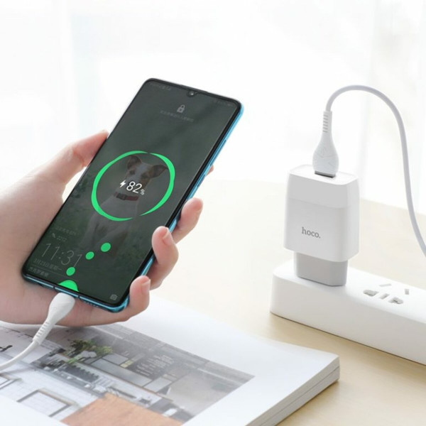 Мережевий зарядний пристрій HOCO C72A Glorious single port charger set(Type-C) 10.5W Білий