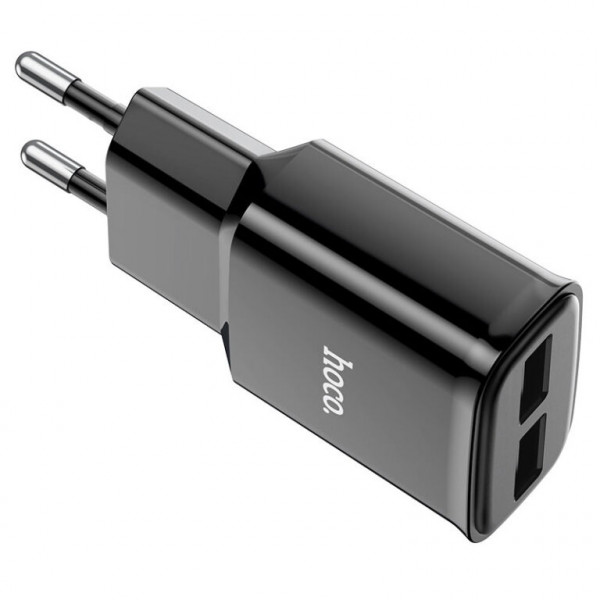 Мережевий зарядний пристрій HOCO C88A Star round dual port charger 12W Black (6931474749482)