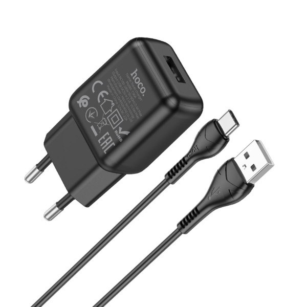Мережевий зарядний пристрій HOCO C96A single port charger set(Type-C) Чорний