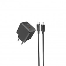 Мережевий зарядний пристрій HOCO CS13A Ocean single port PD20W charger set(Type-C to Type-C) Чорний