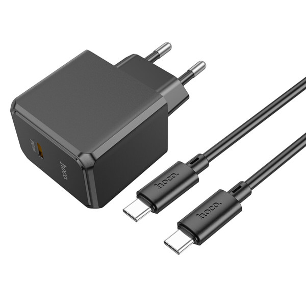 Мережевий зарядний пристрій HOCO CS13A Ocean single port PD20W charger set(Type-C to Type-C) Чорний