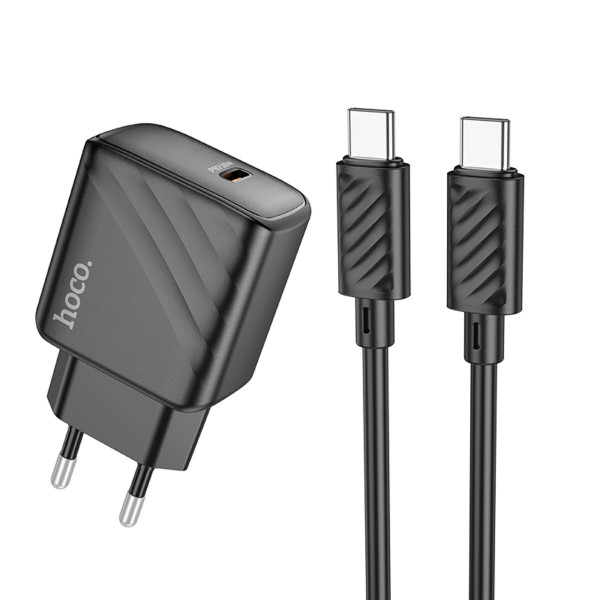 Мережевий зарядний пристрій HOCO CS22A Value single port PD30W charger set(Type-C to Type-C) Чорний