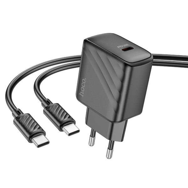 Мережевий зарядний пристрій HOCO CS22A Value single port PD30W charger set(Type-C to Type-C) Чорний
