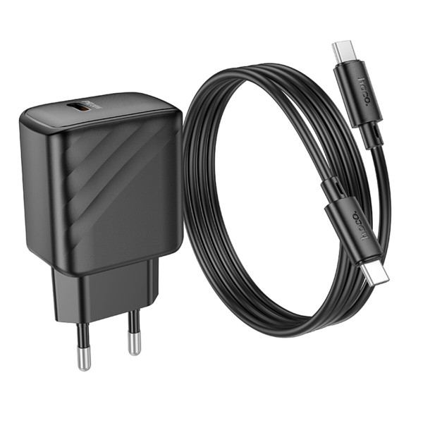 Мережевий зарядний пристрій HOCO CS22A Value single port PD30W charger set(Type-C to Type-C) Чорний