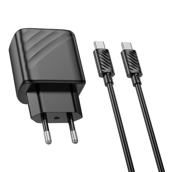 Мережевий зарядний пристрій HOCO CS22A Value single port PD30W charger set(Type-C to Type-C) Чорний