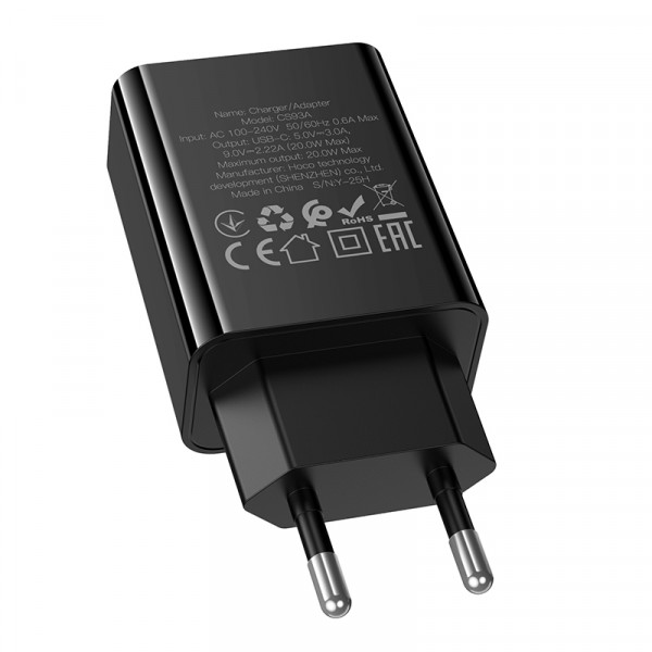 Мережевий зарядний пристрій HOCO CS93A Leader single port PD20W charger Black (6942007671064)