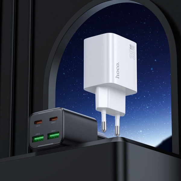 Мережевий зарядний пристрій HOCO N55 Fundador four-port PD20W(2C2A) charger Black