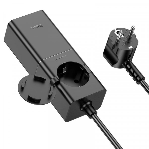 Мережевий зарядний пристрій HOCO NS4 Sharp PD65W(2C1A) desktop socket(EU/GER) Чорний