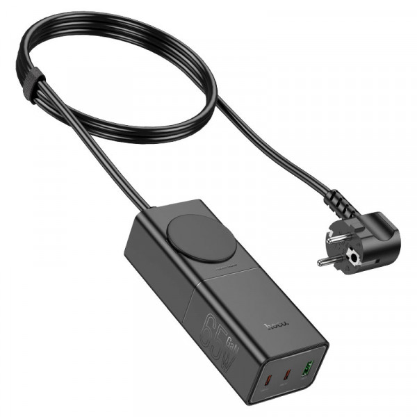 Мережевий зарядний пристрій HOCO NS4 Sharp PD65W(2C1A) desktop socket(EU/GER) Чорний