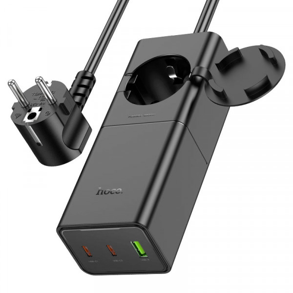 Мережевий зарядний пристрій HOCO NS4 Sharp PD65W(2C1A) desktop socket(EU/GER) Чорний