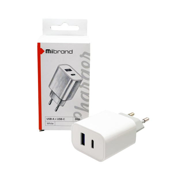 Мережевий зарядний пристрій Mibrand MI-15 20W PD + Quick Charger USB-A + USB-C White