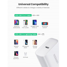 Мережевий зарядний пристрій UGREEN CD137 Fast Charging Power Adapter with PD 20W EU (White) (UGR-60450) (UGR-60450)