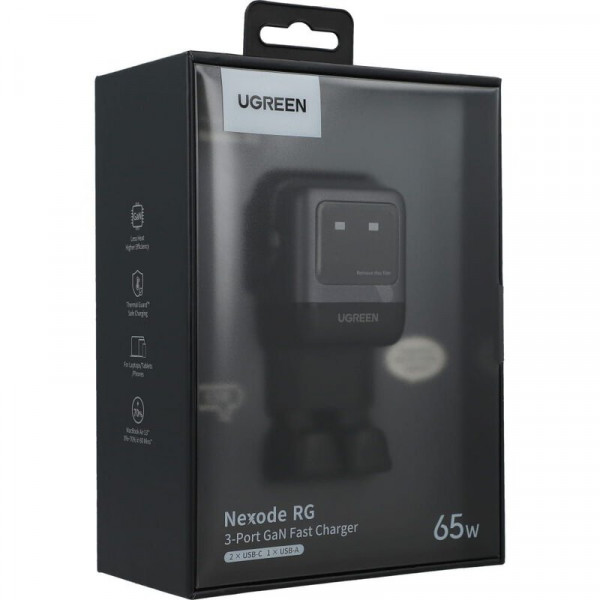 Мережевий зарядний пристрій UGREEN Uno RG 65W 3-Port GaN Fast Charger EU (UGR-25685B)