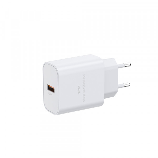 Мережевий зарядний пристрій WIWU 2.4A Essen GaN Fast Charger Combo with A-M cable Wi-G023 A-M EU White (6977703655964)