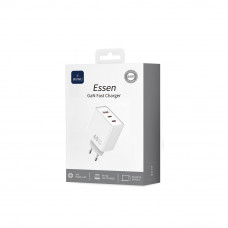 Мережевий зарядний пристрій WIWU 65W Essen GaN Fast Charger 1A+2C Wi-G005 EU White (6977703653755)
