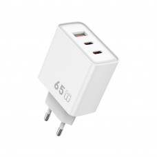 Мережевий зарядний пристрій WIWU 65W Essen GaN Fast Charger 1A+2C Wi-G005 EU White (6977703653755)