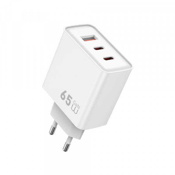 Мережевий зарядний пристрій WIWU 65W Essen GaN Fast Charger 1A+2C Wi-G005 EU White (6977703653755)
