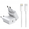 Мережевий зарядний пристрій WUW-T81L PD 20W USB C fast charger +USB C to Lightning cable kit (6972573335503)