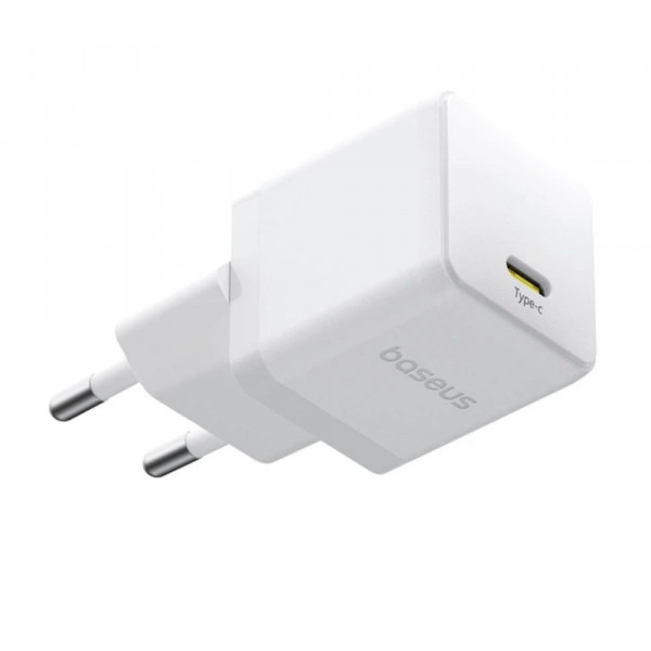 Мережевий зарядний пристрій з кабелем Baseus Palm Fast Charger 1C 20W EU Moon White set USB-C to iP 20W 1m (E0116400)