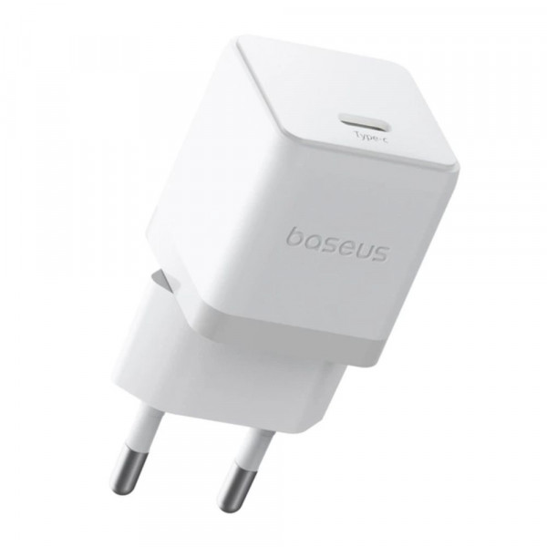 Мережевий зарядний пристрій з кабелем Baseus Palm Fast Charger 1C 20W EU Moon White set USB-C to iP 20W 1m (E0116400)