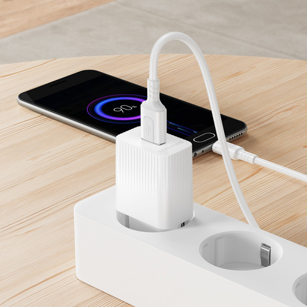 Мережевий зарядний пристрій з кабелем BOROFONE BAS71A Source single-port charger set(Micro) White (6941991122606)