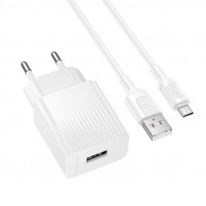 Мережевий зарядний пристрій з кабелем BOROFONE BAS71A Source single-port charger set(Micro) White (6941991122606)
