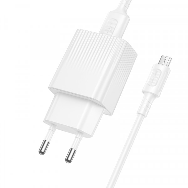 Мережевий зарядний пристрій з кабелем BOROFONE BAS71A Source single-port charger set(Micro) White (6941991122606)