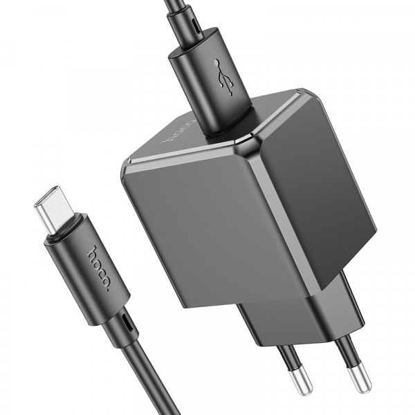 Мережевий зарядний пристрій з кабелем HOCO CS11A Ocean single port charger set(Type-C) Black (6942007603607)