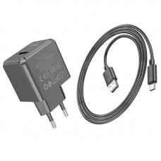 Мережевий зарядний пристрій з кабелем HOCO CS11A Ocean single port charger set(Type-C) Black (6942007603607)