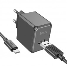 Мережевий зарядний пристрій з кабелем HOCO CS11A Ocean single port charger set(Type-C) Black (6942007603607)