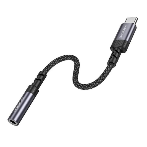 Перехідник BOROFONE BV24 Graceful digital audio converter cable Type-C to 3.5mm Metal Grey