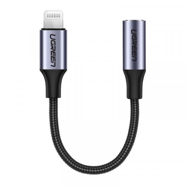 Перехідник UGREEN US211 Lightning M/F Round Cable Aluminum Shell with Braided 10cm (Black)(UGR-30756) (UGR-30756)