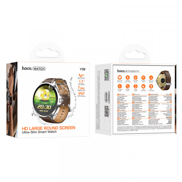 Смарт-годинник HOCO Y39 43mm. 280 mAh. IP67 Smart watch(call version) Silver (6942007673266)