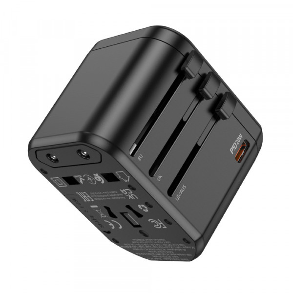 Універсальний зарядний пристрій HOCO AC15 Walker three-port PD20W(1C2A) universal conversion charger Чорний