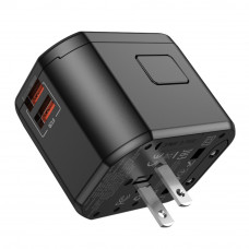 Універсальний зарядний пристрій HOCO AC15 Walker three-port PD20W(1C2A) universal conversion charger Чорний