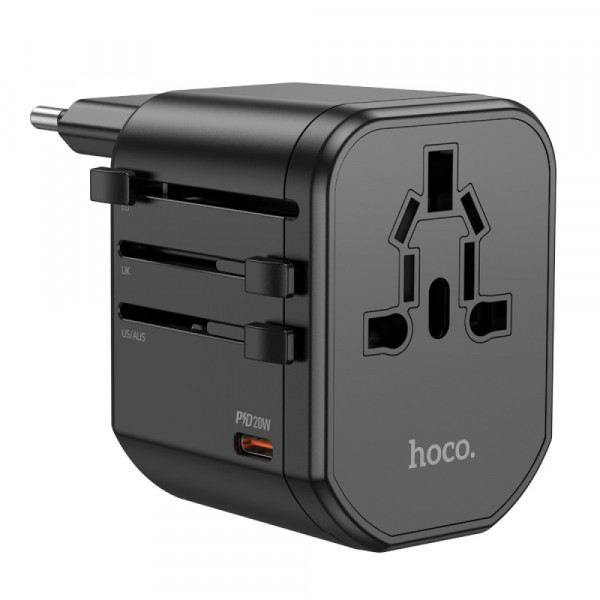 Універсальний зарядний пристрій HOCO AC15 Walker three-port PD20W(1C2A) universal conversion charger Чорний