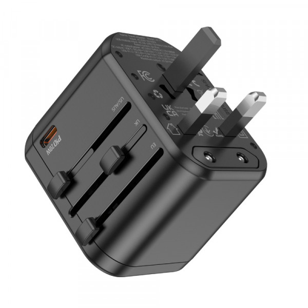 Універсальний зарядний пристрій HOCO AC15 Walker three-port PD20W(1C2A) universal conversion charger Чорний