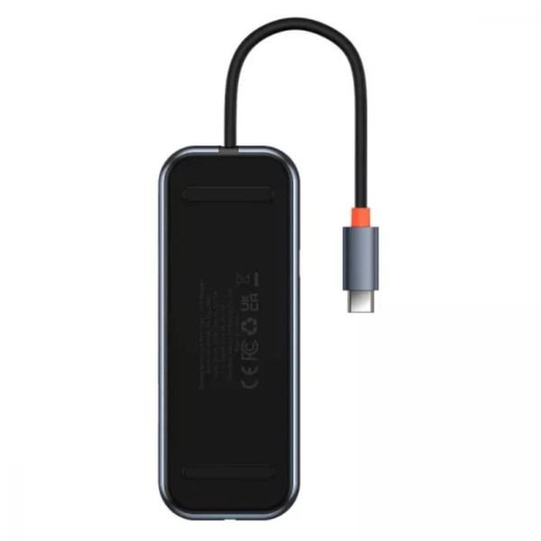 USB-Hub Baseus AcmeJoy 5-Port Type-C HUB Adapter（Type-C to USB3.0*2+USB2.0*1+Type-C PD&Data *1+RJ45*1）Dark Gray