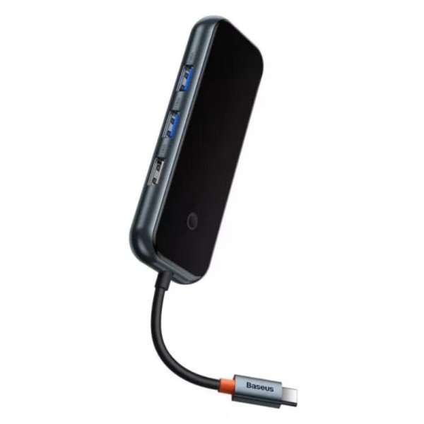 USB-Hub Baseus AcmeJoy 5-Port Type-C HUB Adapter（Type-C to USB3.0*2+USB2.0*1+Type-C PD&Data *1+RJ45*1）Dark Gray