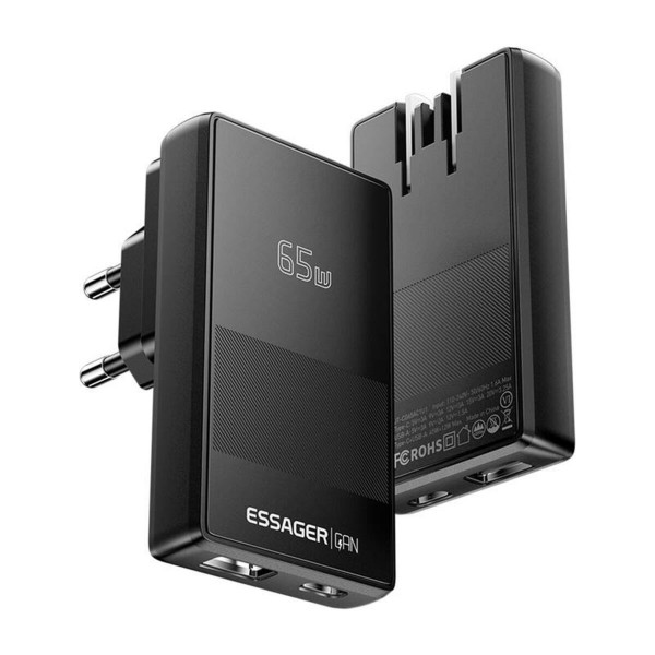 Зарядний пристрій ESSAGER Ultra Thin Gan 65W 1C1A BLACK