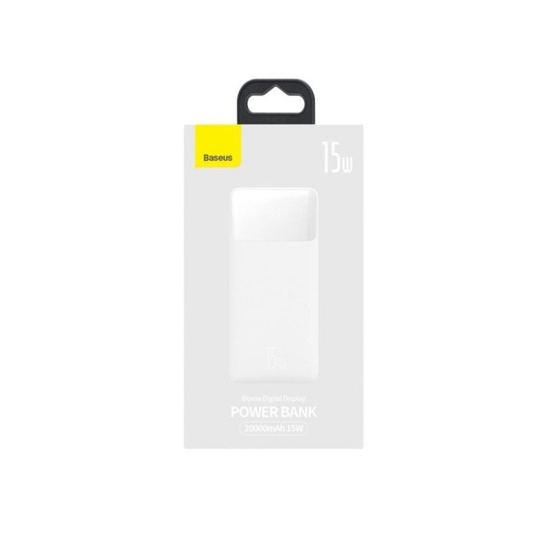 Зовнішній акумулятор Baseus Bipow Digital Display Power bank 20000mAh 15W White